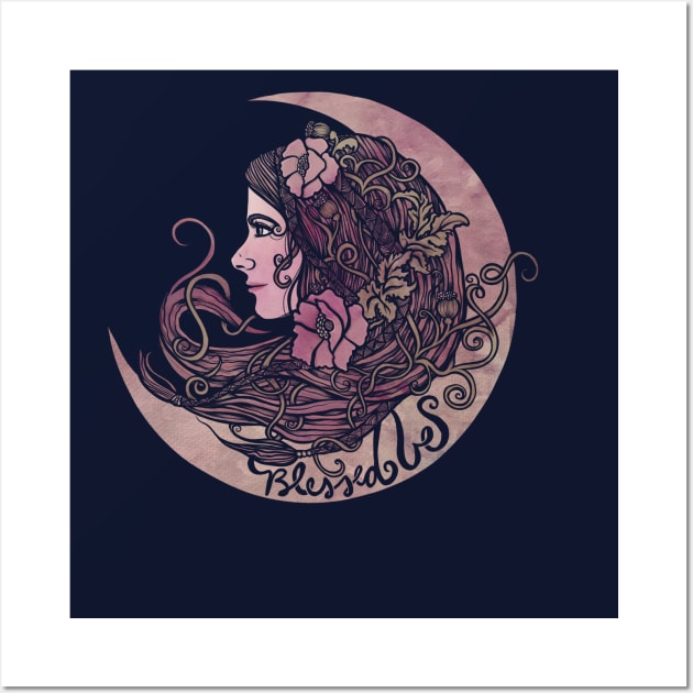 Blessed Be Moon Goddess Wall Art by bubbsnugg